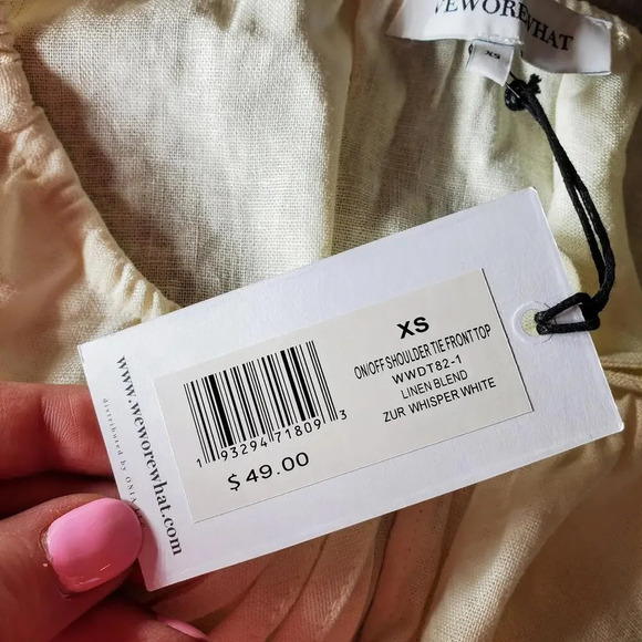 NWT WEWOREWHAT Women's Cream Colored Babydoll Crop Top Blouse Size XS - Picture 9 of 16